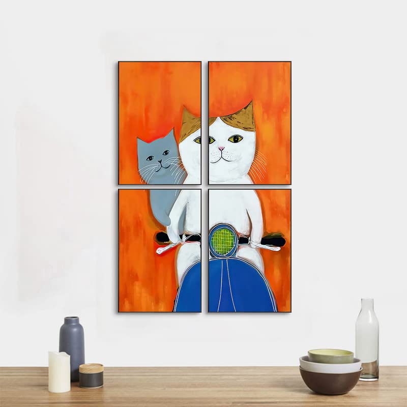 Amazon.co.jp: 猫 アートパネル 4枚セット 飾り絵 動物 ネコ 絵画